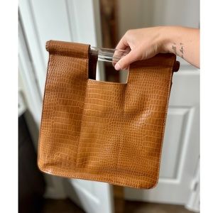 BEIS Cognac Croc Crossbody